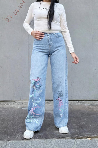 Baskılı Baggy Pantolon