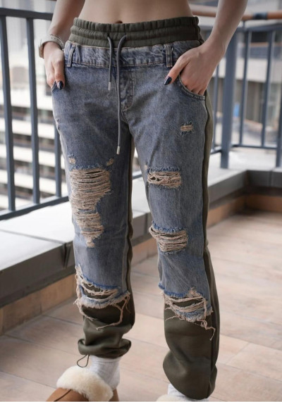 Haki Eşofman Detaylı Pantolon