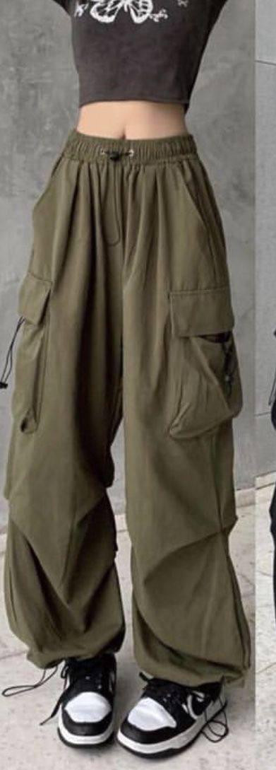 Haki Extra Keten Baggy Pantolon