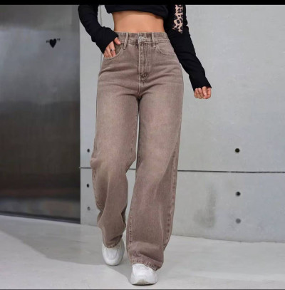 Likralı Kahverengi Palazzo Jean