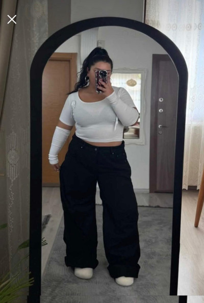 Siyah Baggy Battal Jean