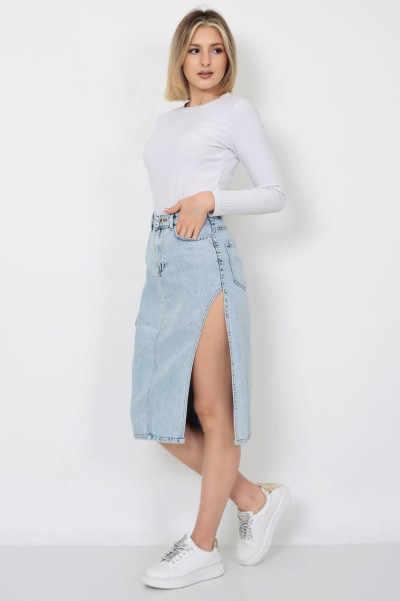 YIRTMAÇLI ETEK AÇIK MAVİ