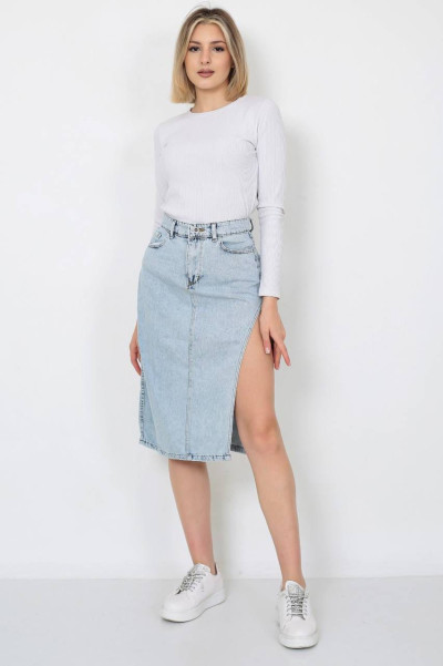 YIRTMAÇLI ETEK AÇIK MAVİ